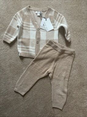 Barefoot Dreams Beige and Cream Knit Two-Piece Set